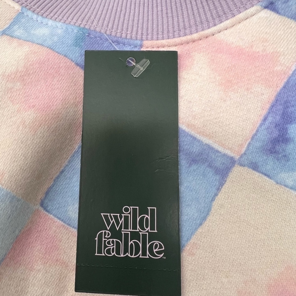 OVERSIZED Crewneck Checkered Print Tye-Dye Sweatshirt - Wild Fable - Picture 9 of 9